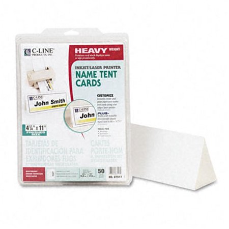 C-LINE PRODUCTS C-Line 87517 Tent Cards  White  4-1/4 x 11  1 Card/Sheet  50 Cards per Box 87517